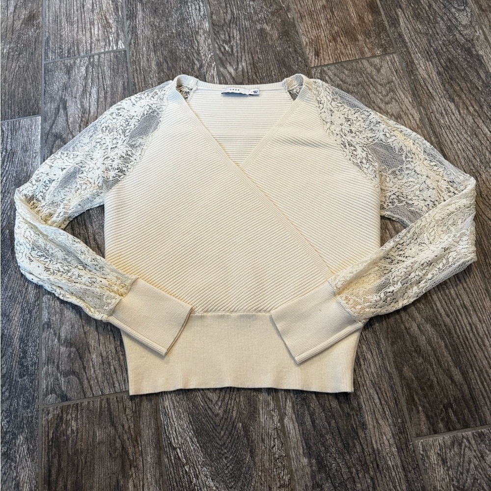 Lush wrap lace sleeve sweater